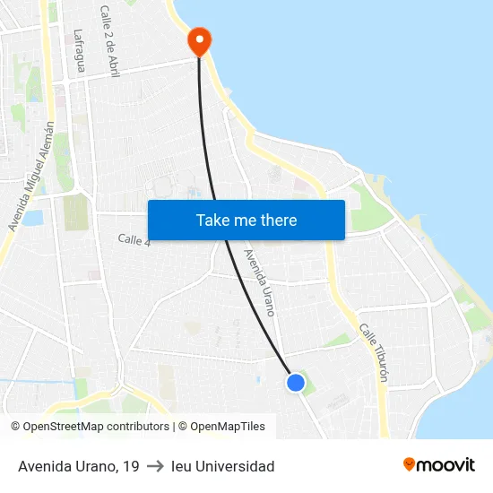 Avenida Urano, 19 to Ieu Universidad map