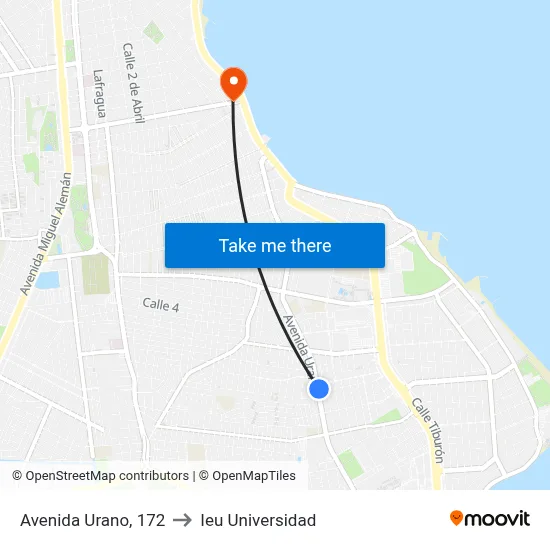 Avenida Urano, 172 to Ieu Universidad map