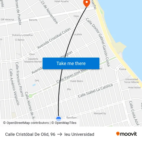 Calle Cristóbal De Olid, 96 to Ieu Universidad map