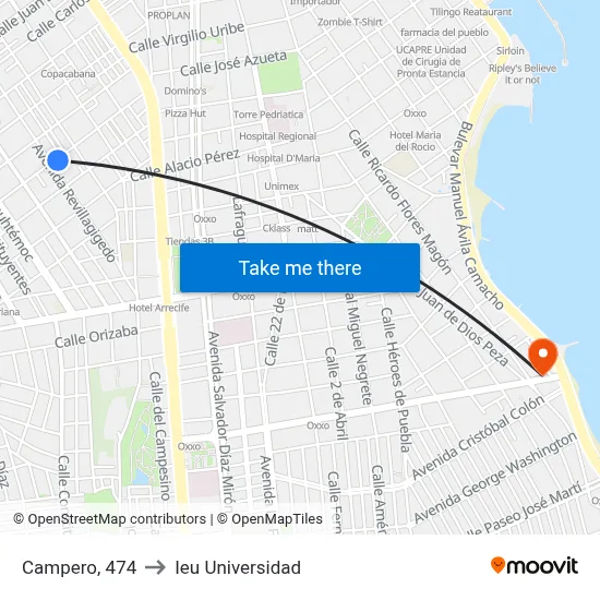 Campero, 474 to Ieu Universidad map