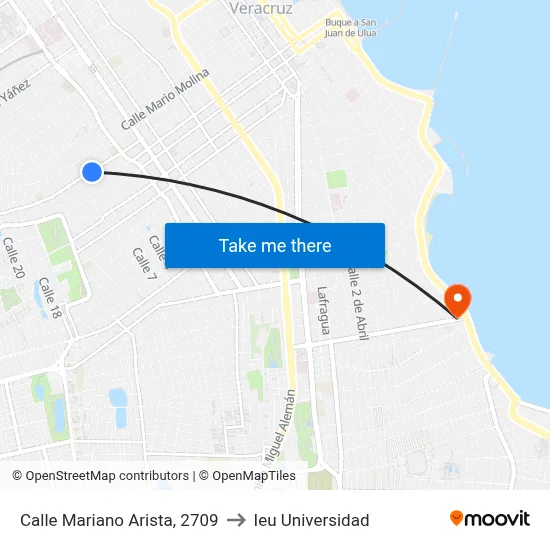 Calle Mariano Arista, 2709 to Ieu Universidad map