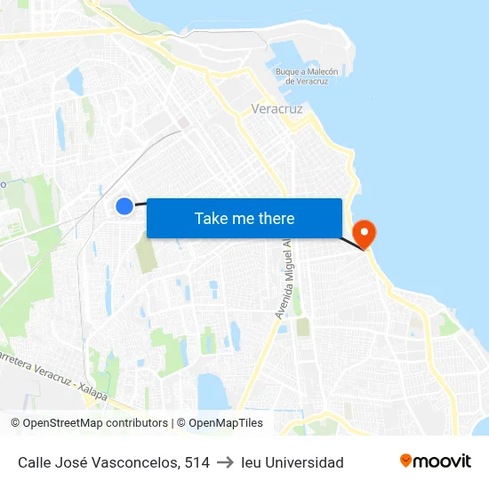 Calle José Vasconcelos, 514 to Ieu Universidad map