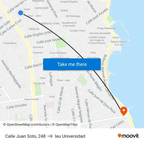 Calle Juan Soto, 248 to Ieu Universidad map