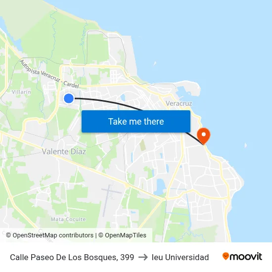 Calle Paseo De Los Bosques, 399 to Ieu Universidad map