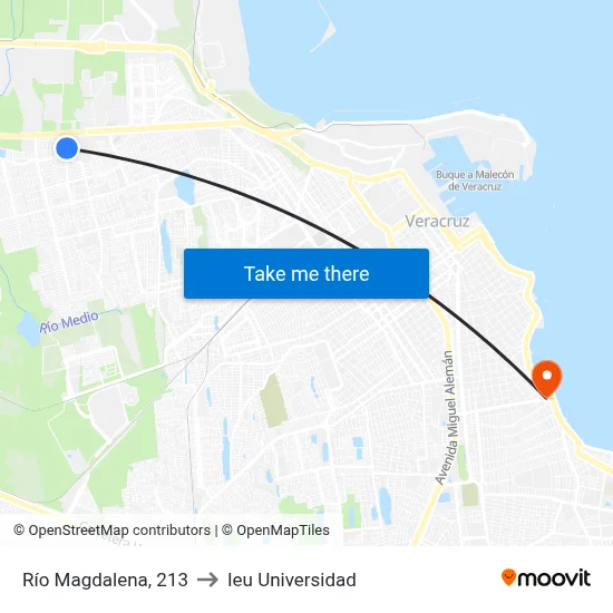 Río Magdalena, 213 to Ieu Universidad map