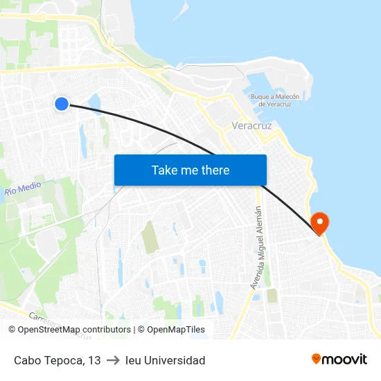 Cabo Tepoca, 13 to Ieu Universidad map