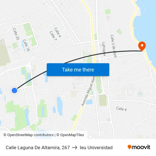 Calle Laguna De Altamira, 267 to Ieu Universidad map
