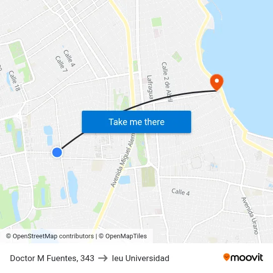 Doctor M Fuentes, 343 to Ieu Universidad map