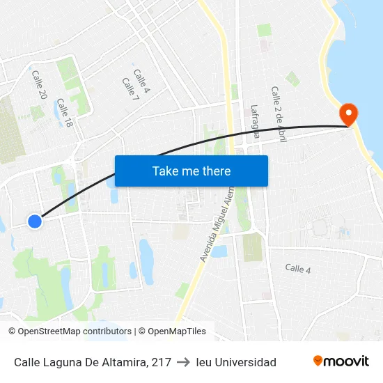 Calle Laguna De Altamira, 217 to Ieu Universidad map
