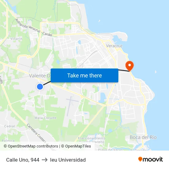 Calle Uno, 944 to Ieu Universidad map