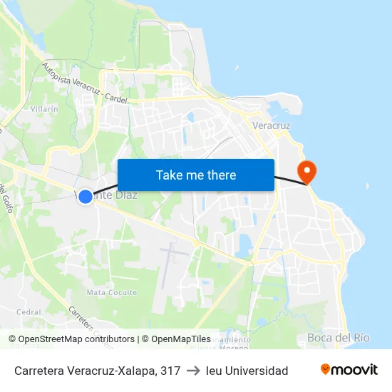 Carretera Veracruz-Xalapa, 317 to Ieu Universidad map