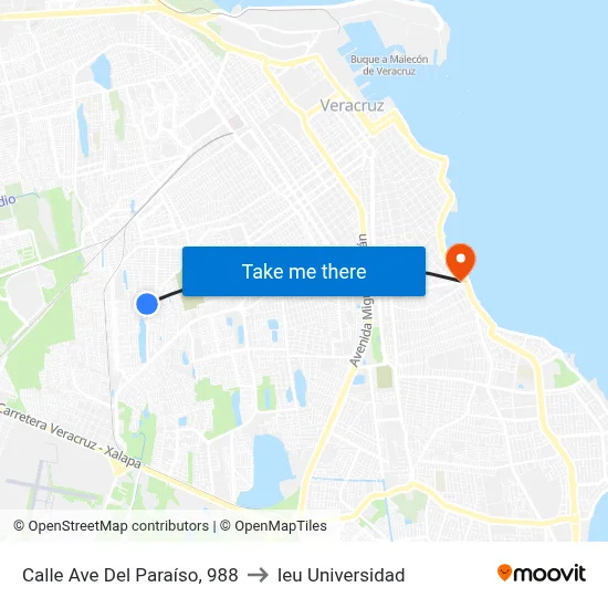 Calle Ave Del Paraíso, 988 to Ieu Universidad map