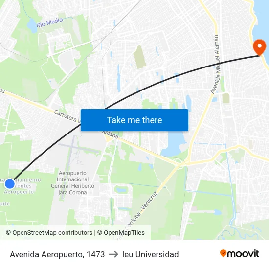 Avenida Aeropuerto, 1473 to Ieu Universidad map