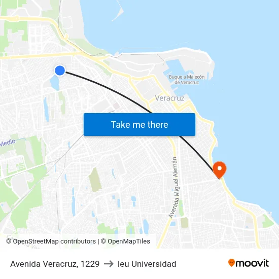 Avenida Veracruz, 1229 to Ieu Universidad map