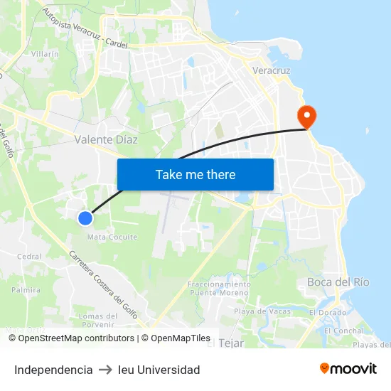 Independencia to Ieu Universidad map