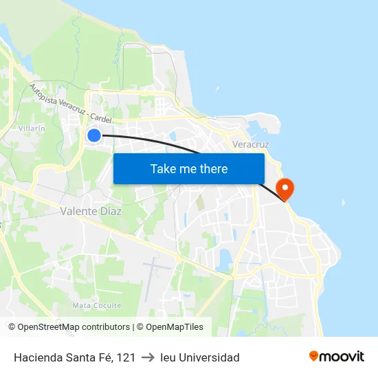 Hacienda Santa Fé, 121 to Ieu Universidad map