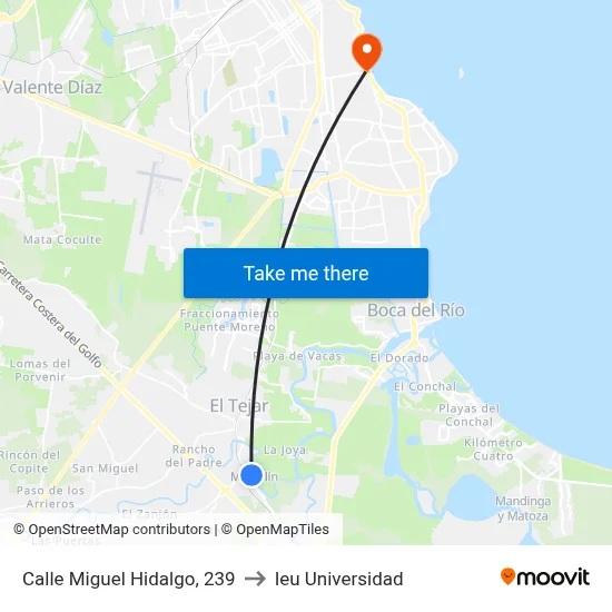 Calle Miguel Hidalgo, 239 to Ieu Universidad map