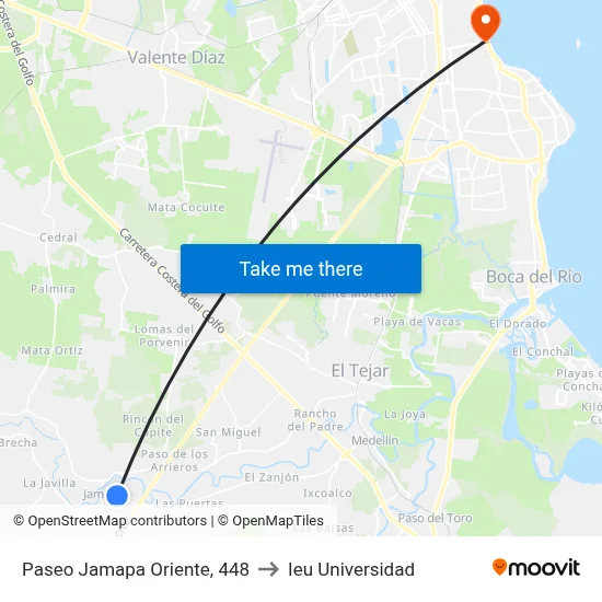 Paseo Jamapa Oriente, 448 to Ieu Universidad map