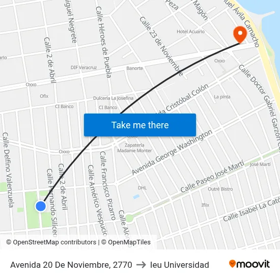 Avenida 20 De Noviembre, 2770 to Ieu Universidad map