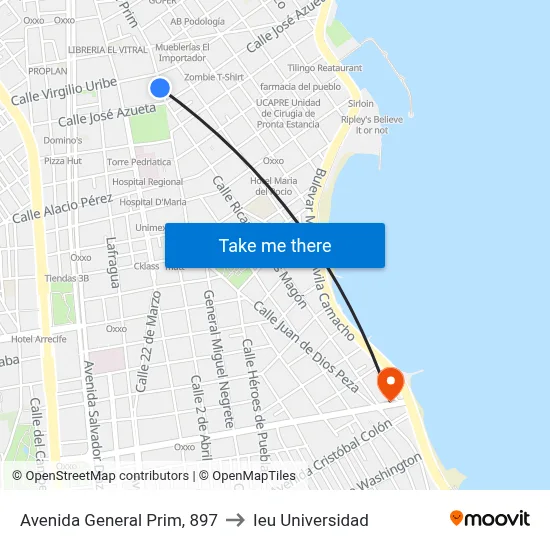 Avenida General Prim, 897 to Ieu Universidad map