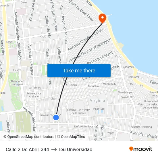Calle 2 De Abril, 344 to Ieu Universidad map
