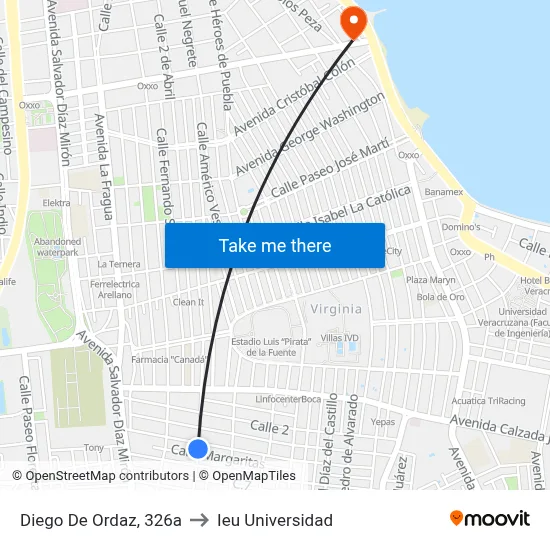 Diego De Ordaz, 326a to Ieu Universidad map