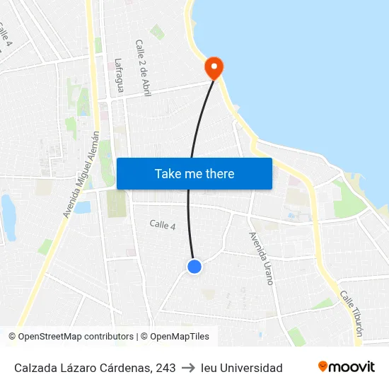 Calzada Lázaro Cárdenas, 243 to Ieu Universidad map