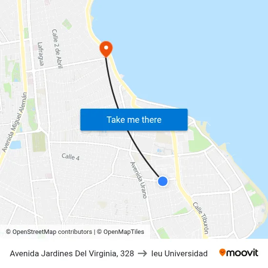 Avenida Jardines Del Virginia, 328 to Ieu Universidad map