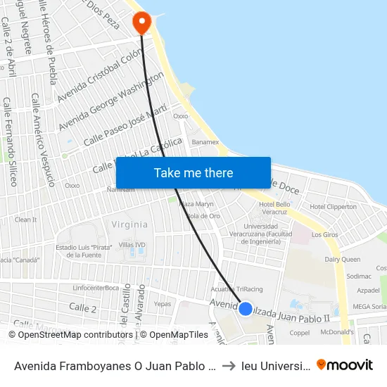 Avenida Framboyanes O Juan Pablo Ii, 1111f to Ieu Universidad map
