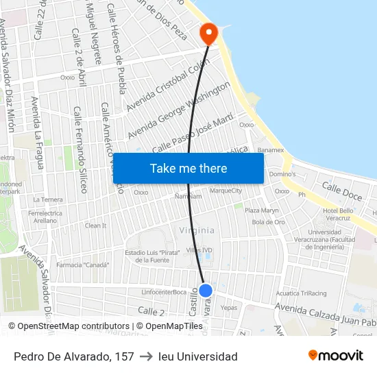 Pedro De Alvarado, 157 to Ieu Universidad map