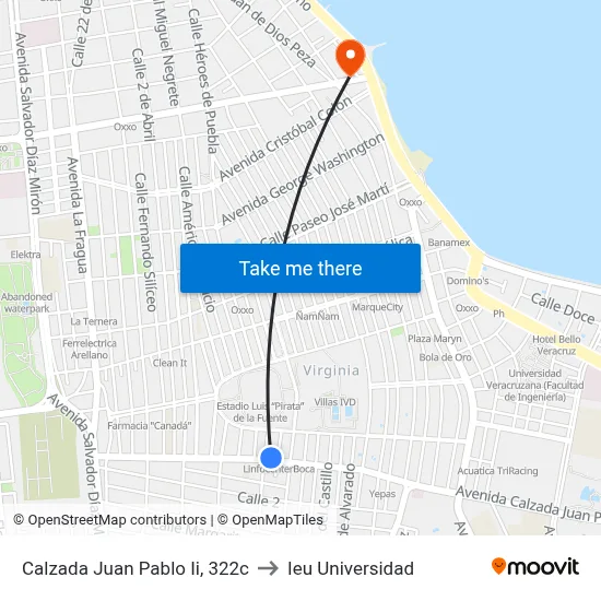 Calzada Juan Pablo Ii, 322c to Ieu Universidad map