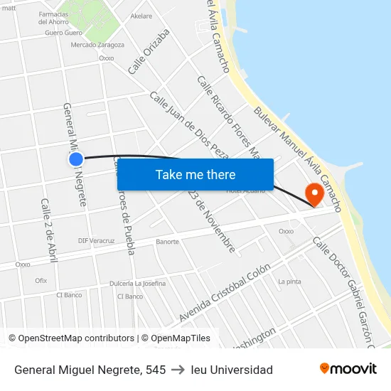 General Miguel Negrete, 545 to Ieu Universidad map