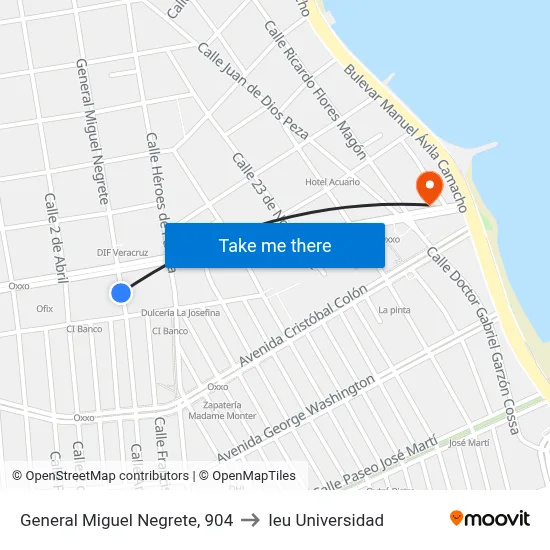 General Miguel Negrete, 904 to Ieu Universidad map