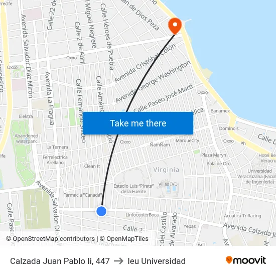 Calzada Juan Pablo Ii, 447 to Ieu Universidad map