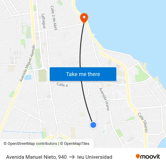 Avenida Manuel Nieto, 940 to Ieu Universidad map