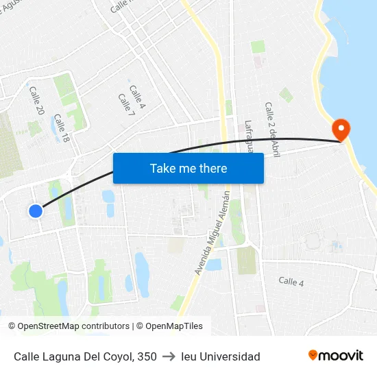 Calle Laguna Del Coyol, 350 to Ieu Universidad map