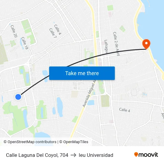 Calle Laguna Del Coyol, 704 to Ieu Universidad map