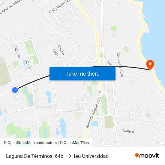 Laguna De Términos, 64b to Ieu Universidad map