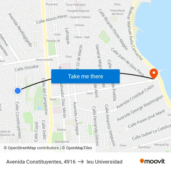 Avenida Constituyentes, 4916 to Ieu Universidad map