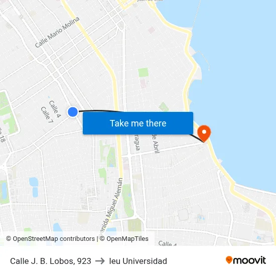 Calle J. B. Lobos, 923 to Ieu Universidad map