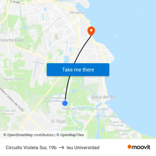 Circuito Violeta Sur, 19b to Ieu Universidad map
