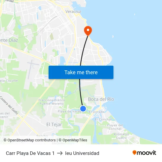 Carr Playa De Vacas 1 to Ieu Universidad map