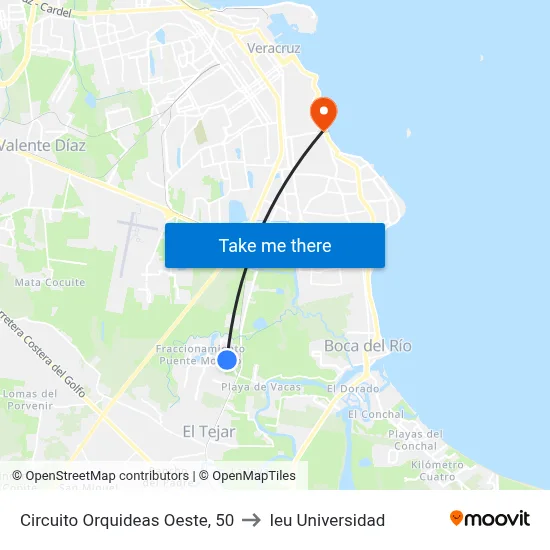 Circuito Orquideas Oeste, 50 to Ieu Universidad map