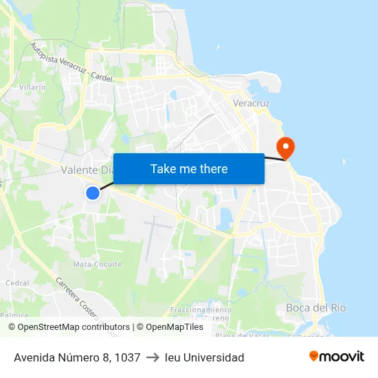 Avenida Número 8, 1037 to Ieu Universidad map