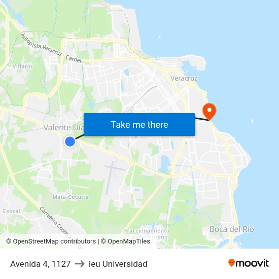 Avenida 4, 1127 to Ieu Universidad map
