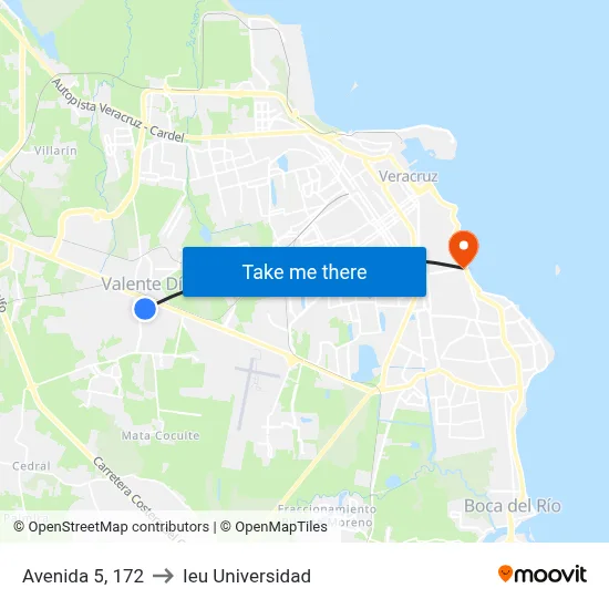 Avenida 5, 172 to Ieu Universidad map