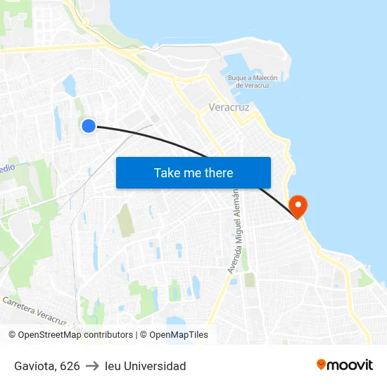 Gaviota, 626 to Ieu Universidad map