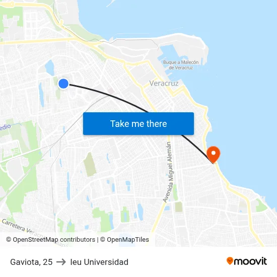 Gaviota, 25 to Ieu Universidad map