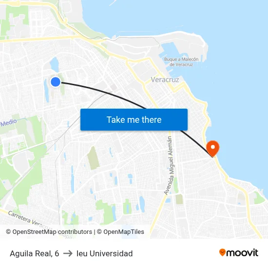 Aguila Real, 6 to Ieu Universidad map