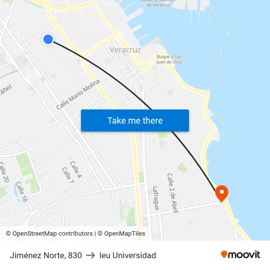 Jiménez Norte, 830 to Ieu Universidad map
